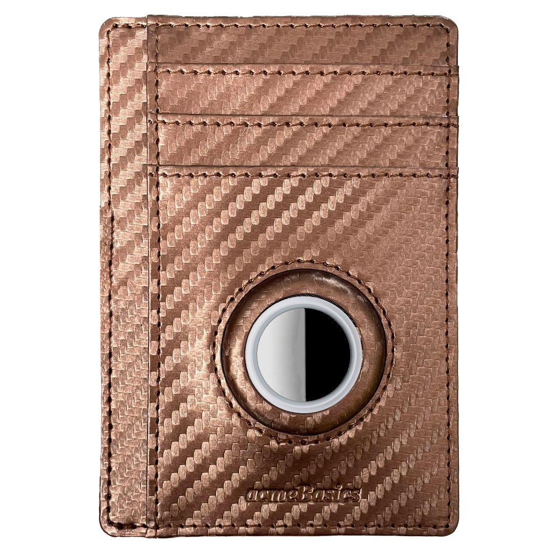 AcmeBasics Minimalist Card Holder with Built-in AirTag Holder Slim RFID blocking