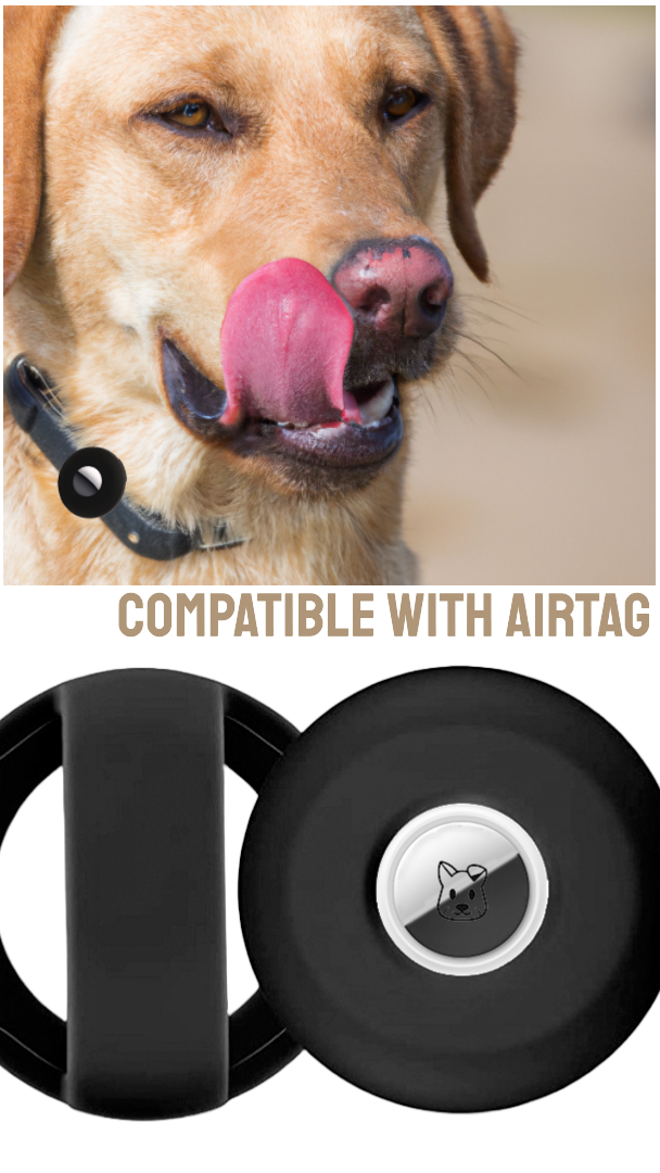 AirTag Holder for Dogs and Cats by Acme Basics, Silicone, Waterproof (Black)
