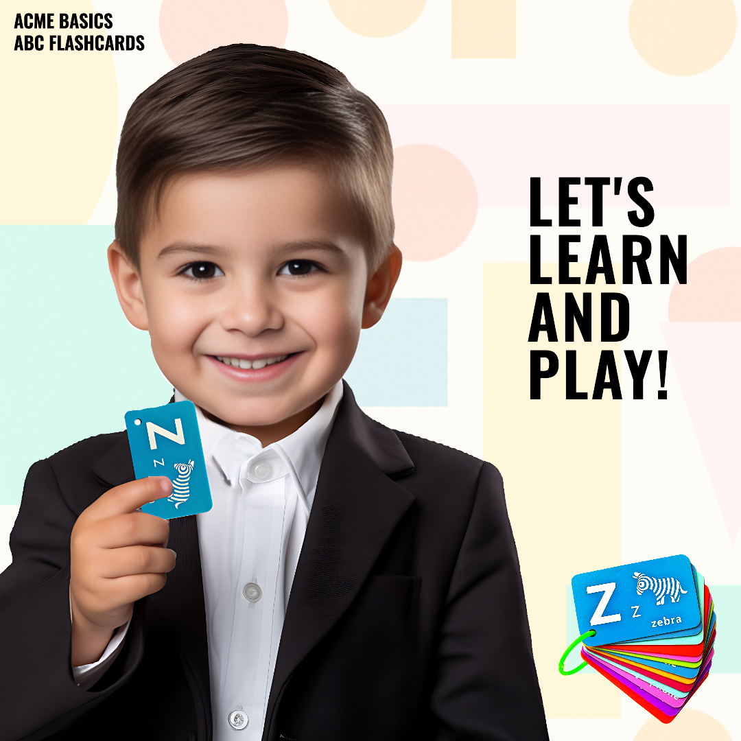 ABC Flash Cards Silicone for Toddlers by Acme Basics, 26 Alphabet Letters, Learning Educational Cognition Toy for Toddlers Preschool Kids. Waterproof, Tearproof