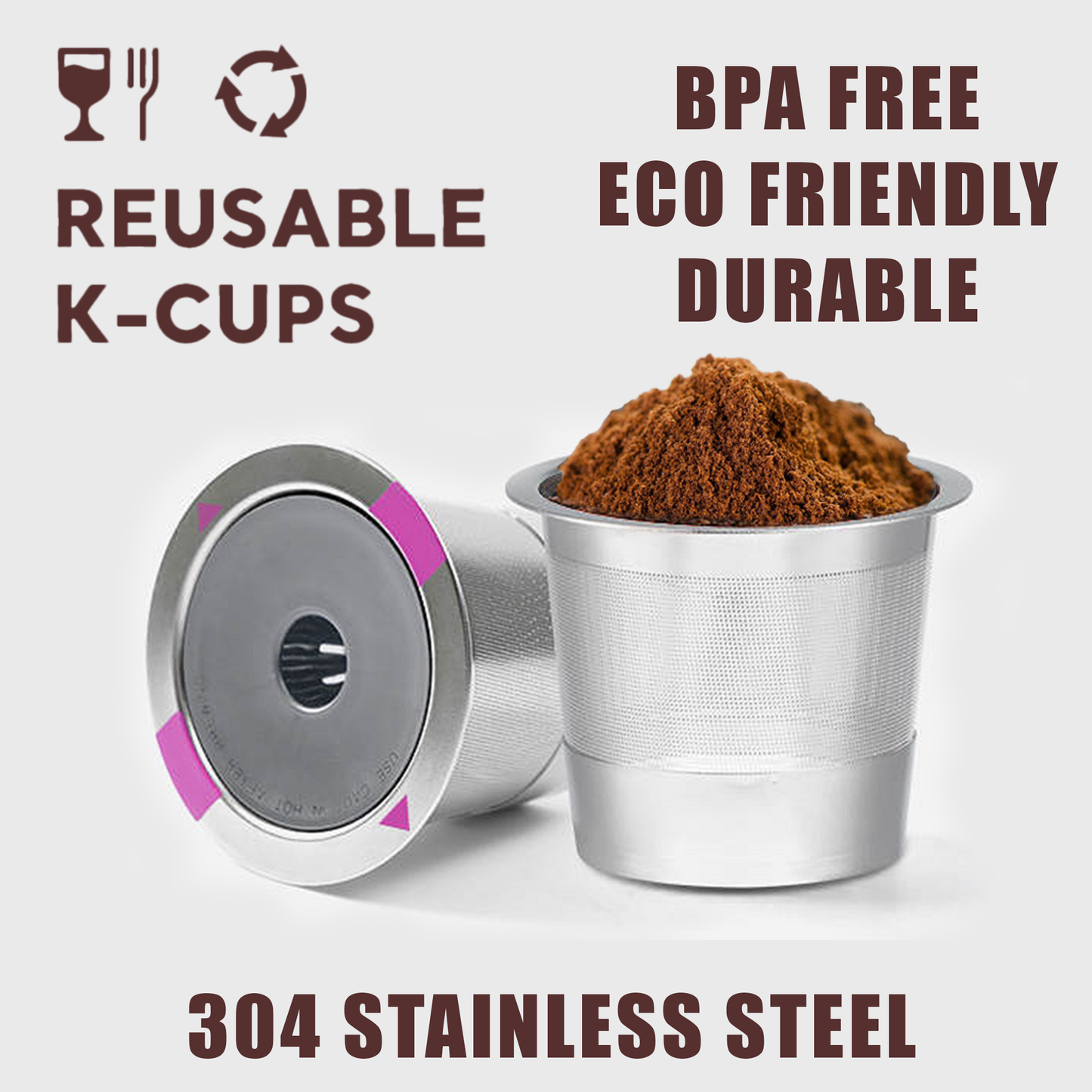 Reusable K Cups Coffee Pod Filters, Keurig 1.0 & 2.0 compatible stainless steel