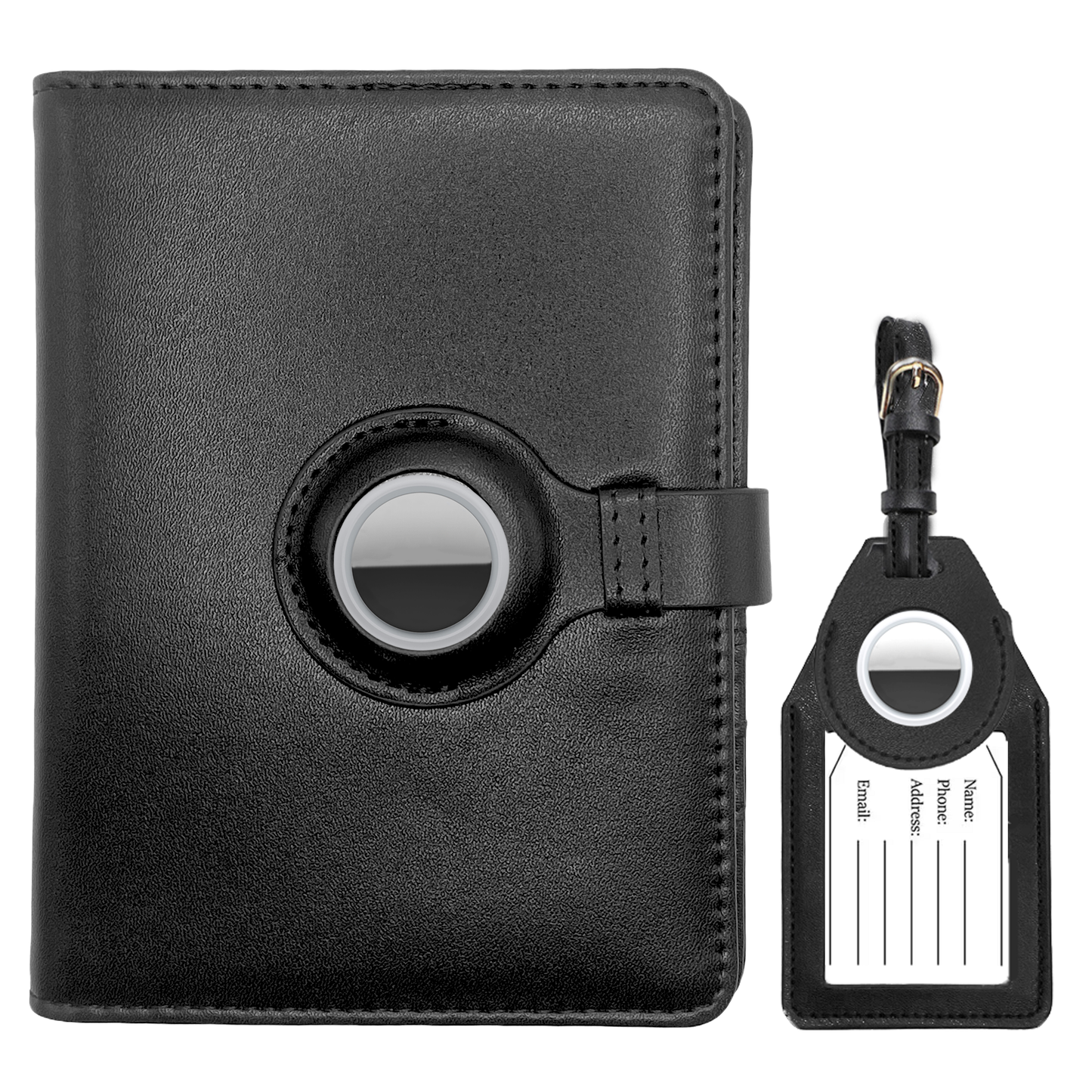 Acme Basics Passport Holder with AirTag slot with Luggage Tag and AirTag Holders COMBO: Vaccine Card, ID, Boarding Pass, Credit Card Protector for Men and Women