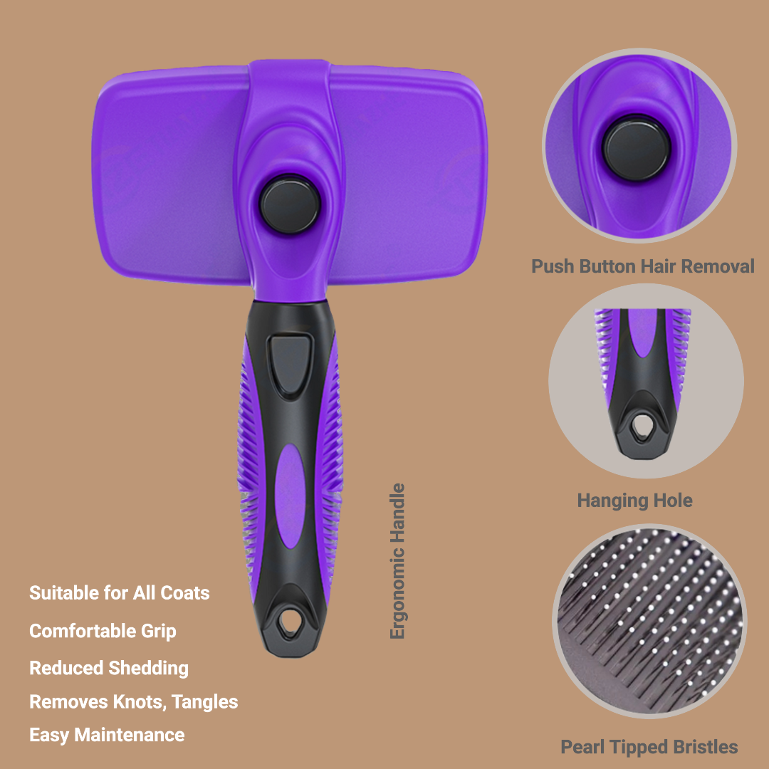Pet Self Cleaning Slicker Brush by Acme Basics, Deshedder, Matt Remover, Comb for Dogs and Cats
