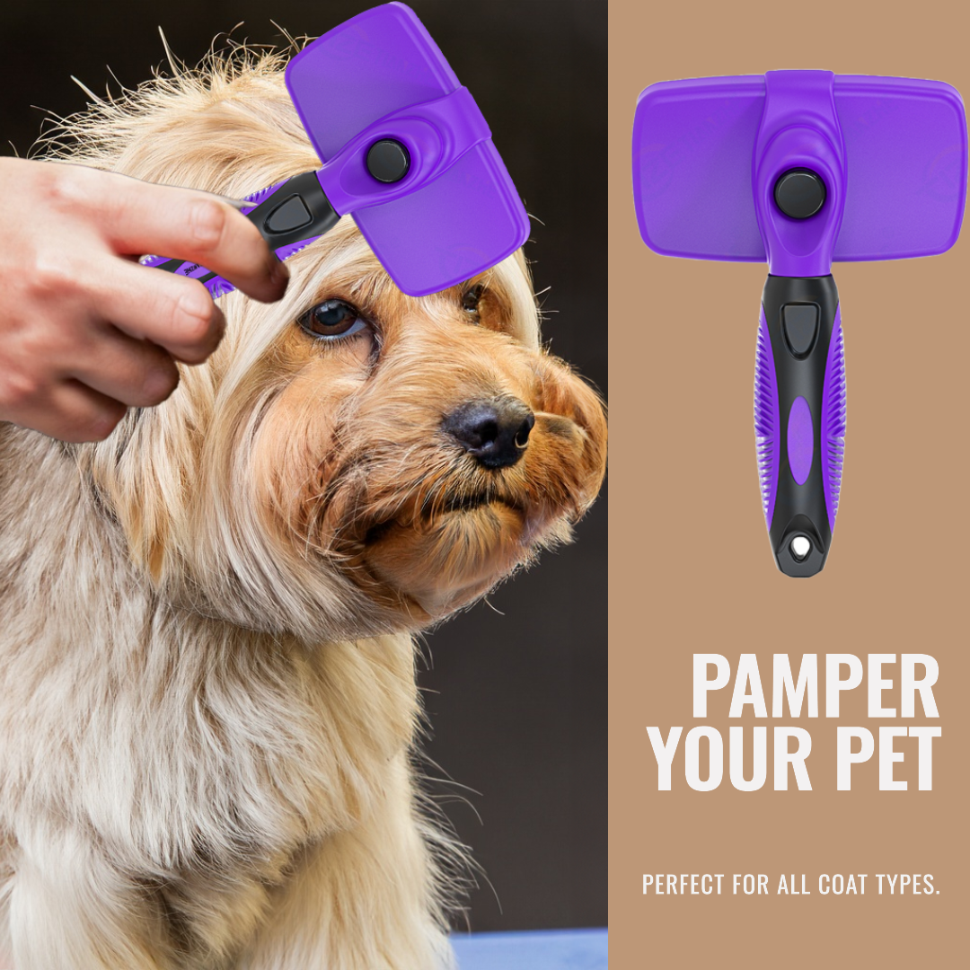 Pet Self Cleaning Slicker Brush by Acme Basics, Deshedder, Matt Remover, Comb for Dogs and Cats