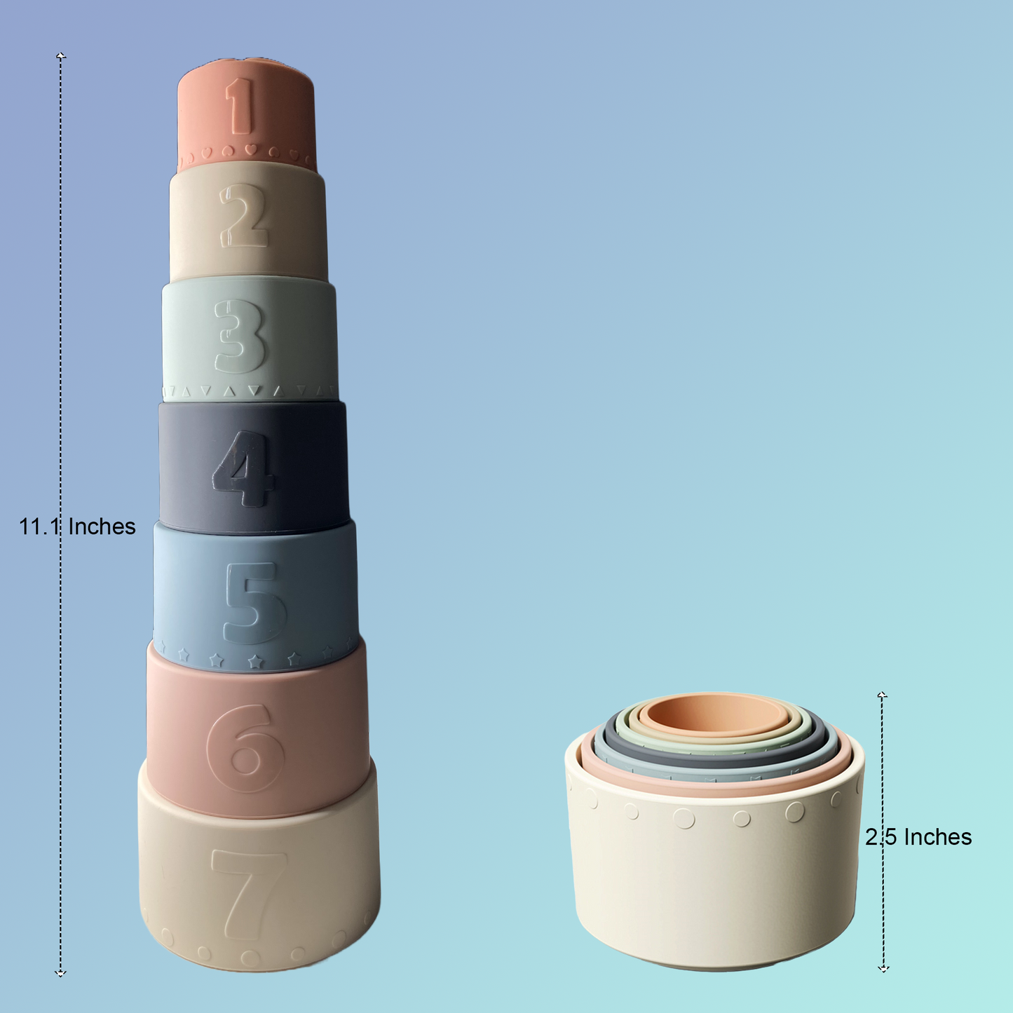 Silicone Stacking Cups Baby Toys for Toddlers & Early Education (7 pcs set)