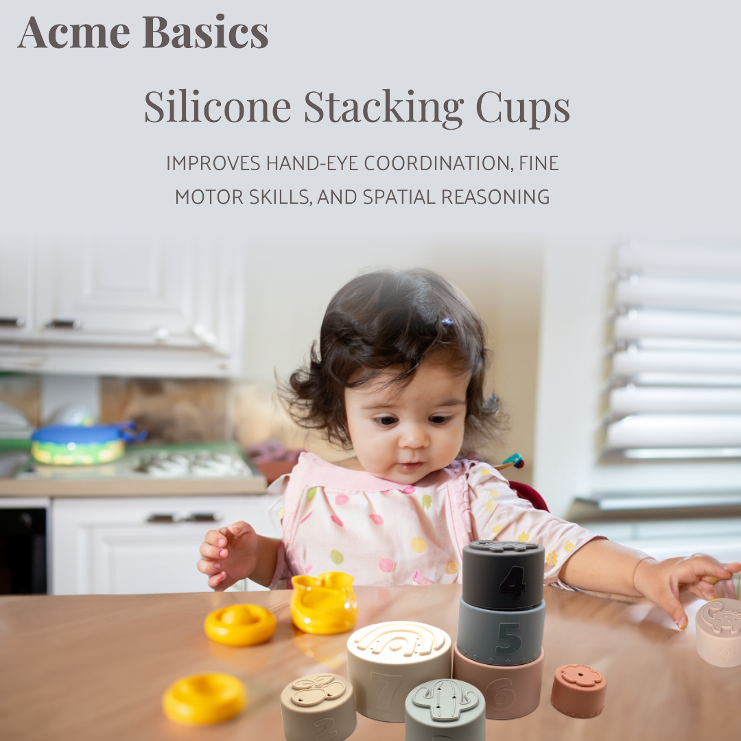 Silicone Stacking Cups Baby Toys for Toddlers & Early Education (7 pcs set)