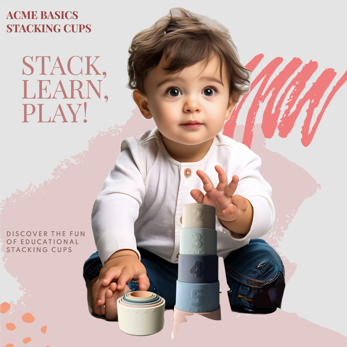 Silicone Stacking Cups Baby Toys for Toddlers & Early Education (7 pcs set)