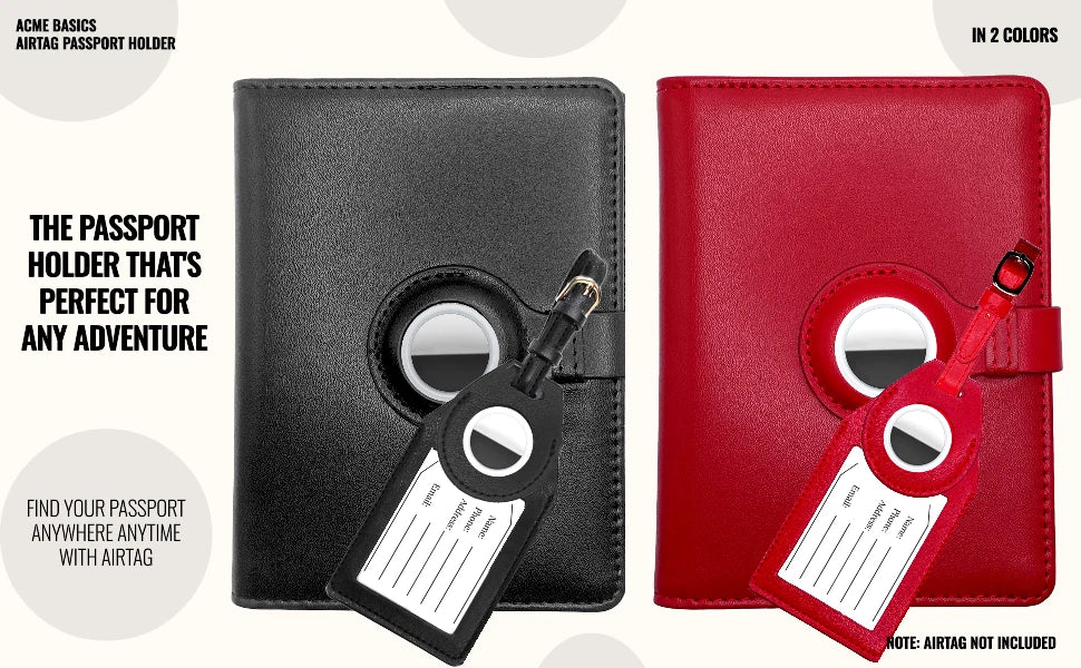 Passport Holder with AirTag Slot, Luggage Tag & AirTag Holders