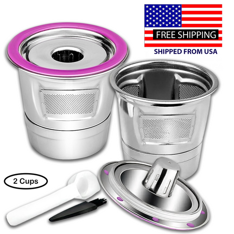 Reusable K Cup Coffee Filter for Keurig 1.0 & 2.0, Stainless Steel (2-Pack) NEW