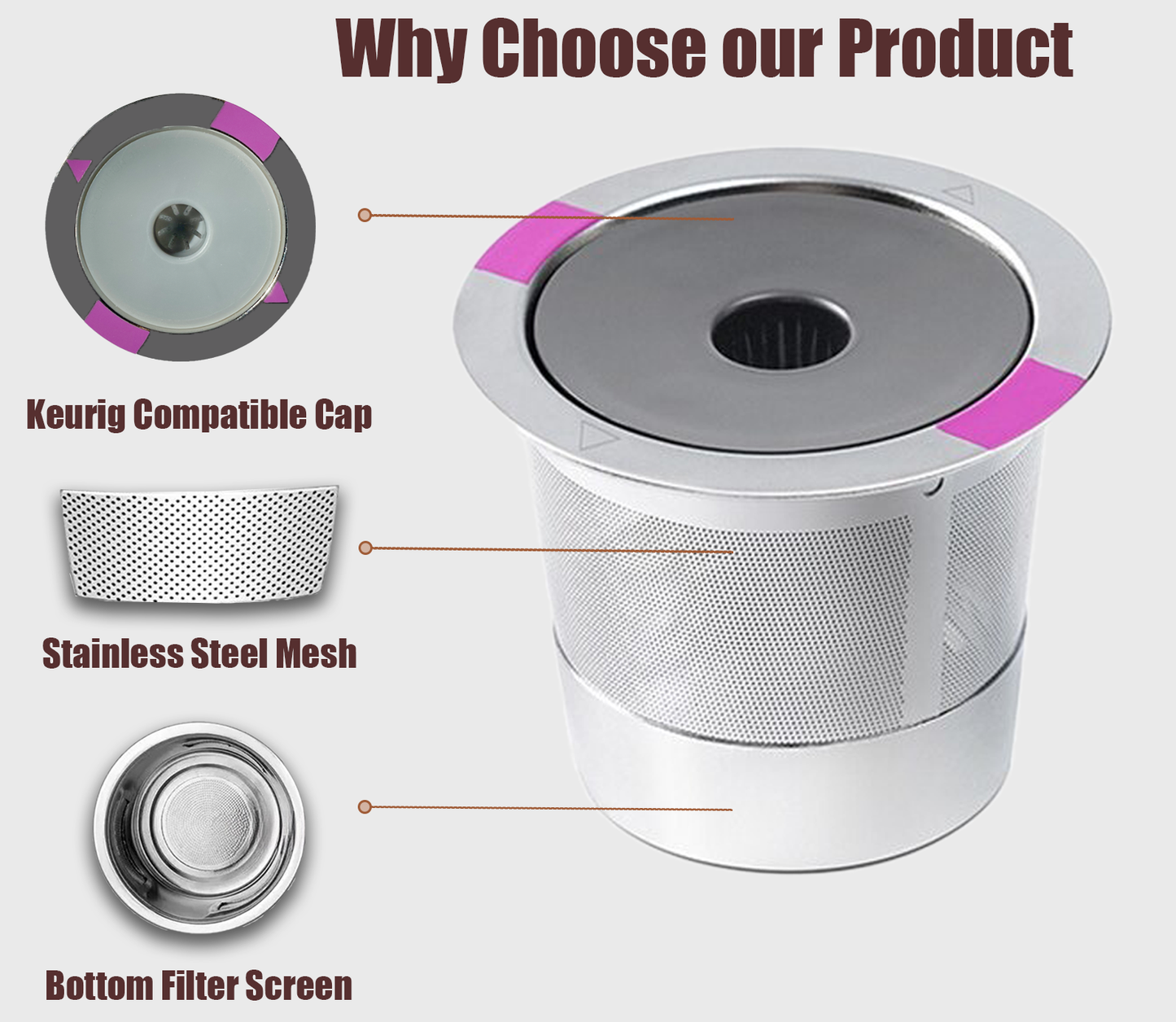 Reusable K Cups Coffee Pod Filters, Keurig 1.0 & 2.0 compatible stainless steel