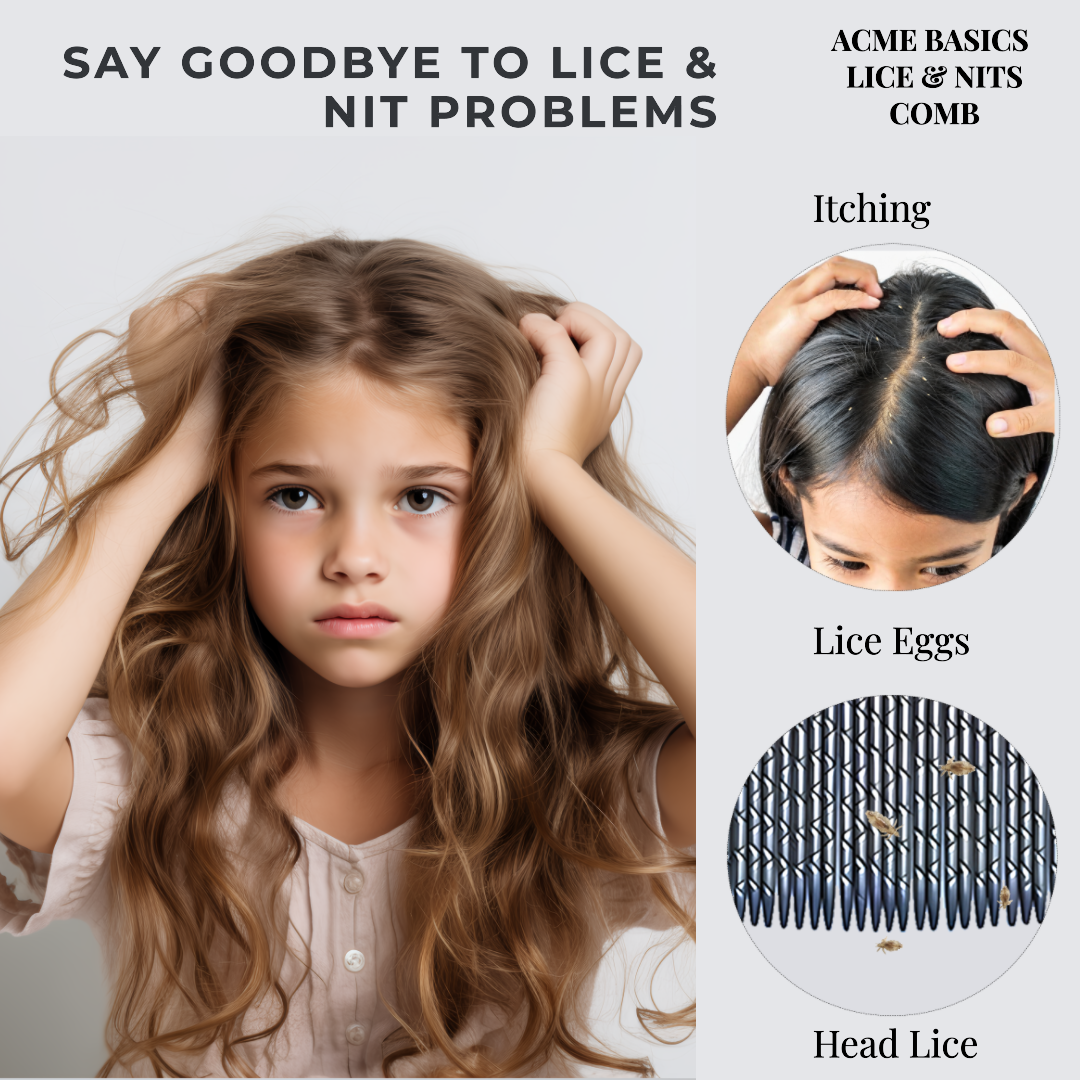 Lice Comb Stainless Steel by Acme Basics - Head Lice & Nits Removal for All Ages