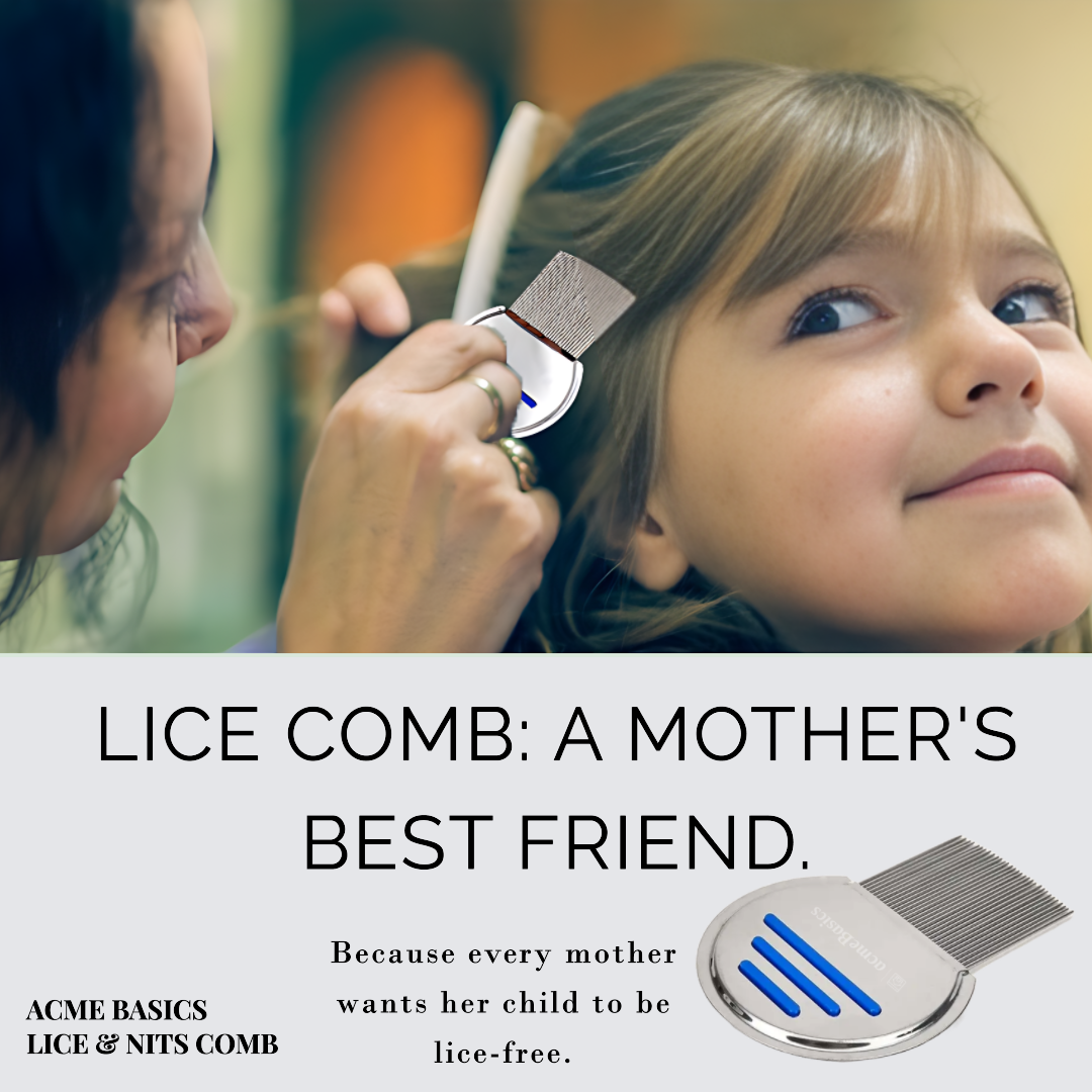 Lice Comb Stainless Steel by Acme Basics - Head Lice & Nits Removal for All Ages