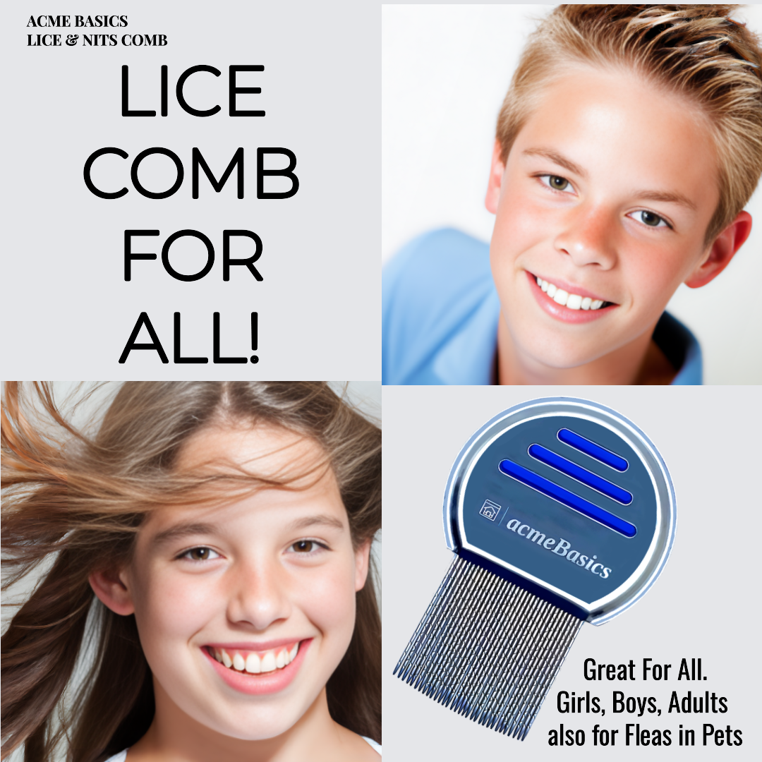 Lice Comb Stainless Steel by Acme Basics - Head Lice & Nits Removal for All Ages