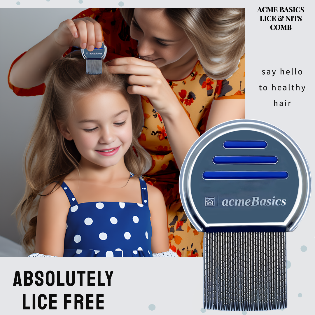 Lice Comb Stainless Steel by Acme Basics - Head Lice & Nits Removal for All Ages