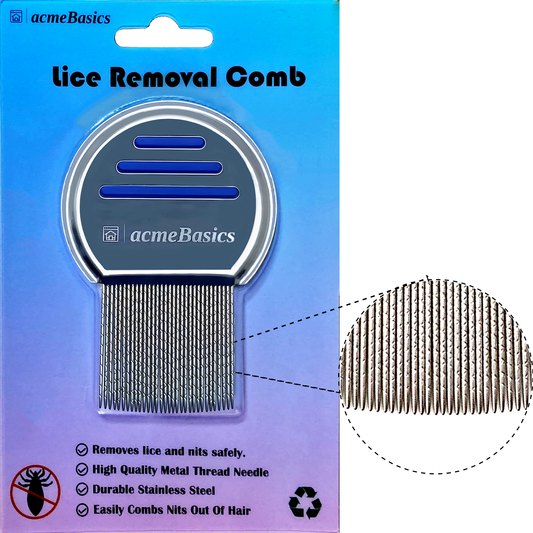 Lice Comb Stainless Steel by Acme Basics - Head Lice & Nits Removal for All Ages