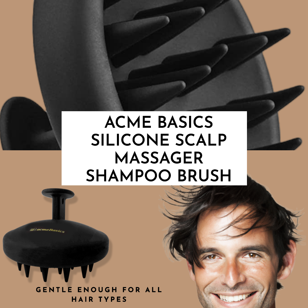 Silicone Scalp Massager Shampoo Brush by Acme Basics for Hair Care (Black)