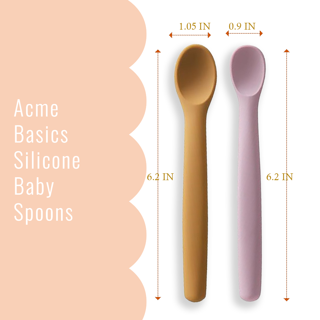 Acme Basics Silicone Baby Feeding Spoons Easy grip bendable Self-Feeding(2 Pack)