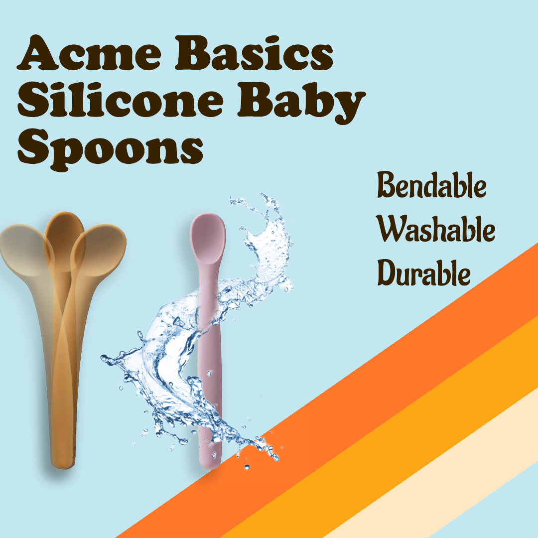 Acme Basics Silicone Baby Feeding Spoons Easy grip bendable Self-Feeding(2 Pack)