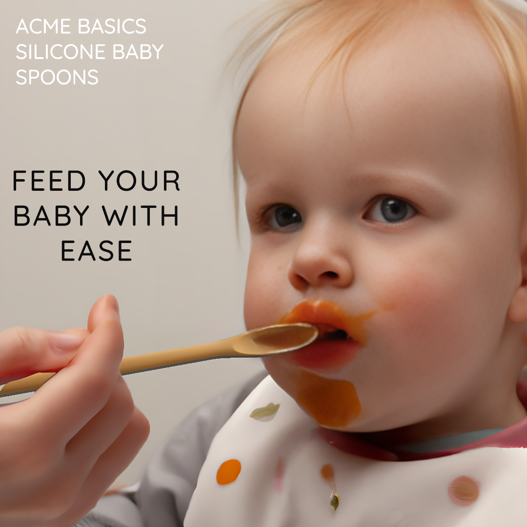 Acme Basics Silicone Baby Feeding Spoons Easy grip bendable Self-Feeding(2 Pack)