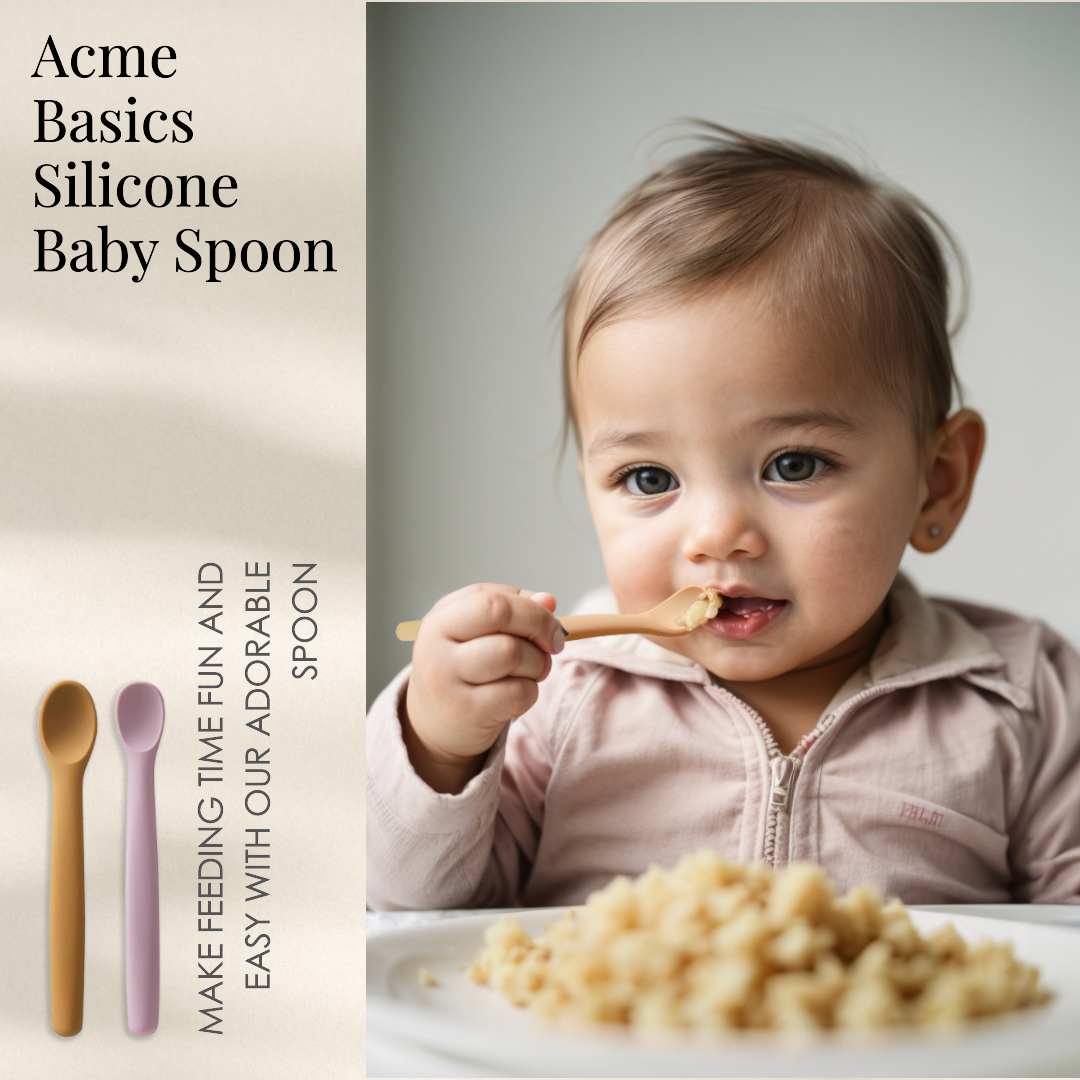 Acme Basics Silicone Baby Feeding Spoons Easy grip bendable Self-Feeding(2 Pack)