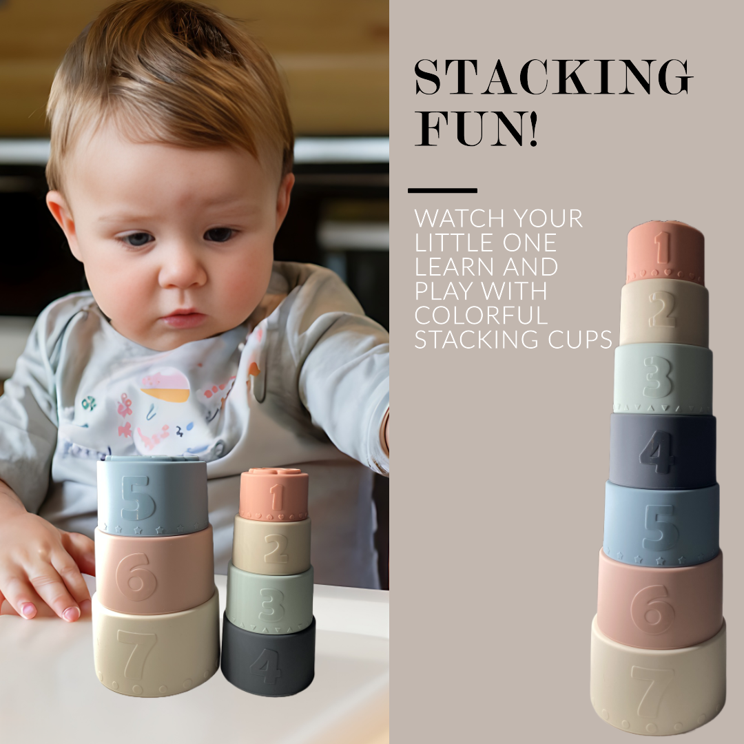 Silicone Stacking Cups Baby Toys for Toddlers & Early Education (7 pcs set)