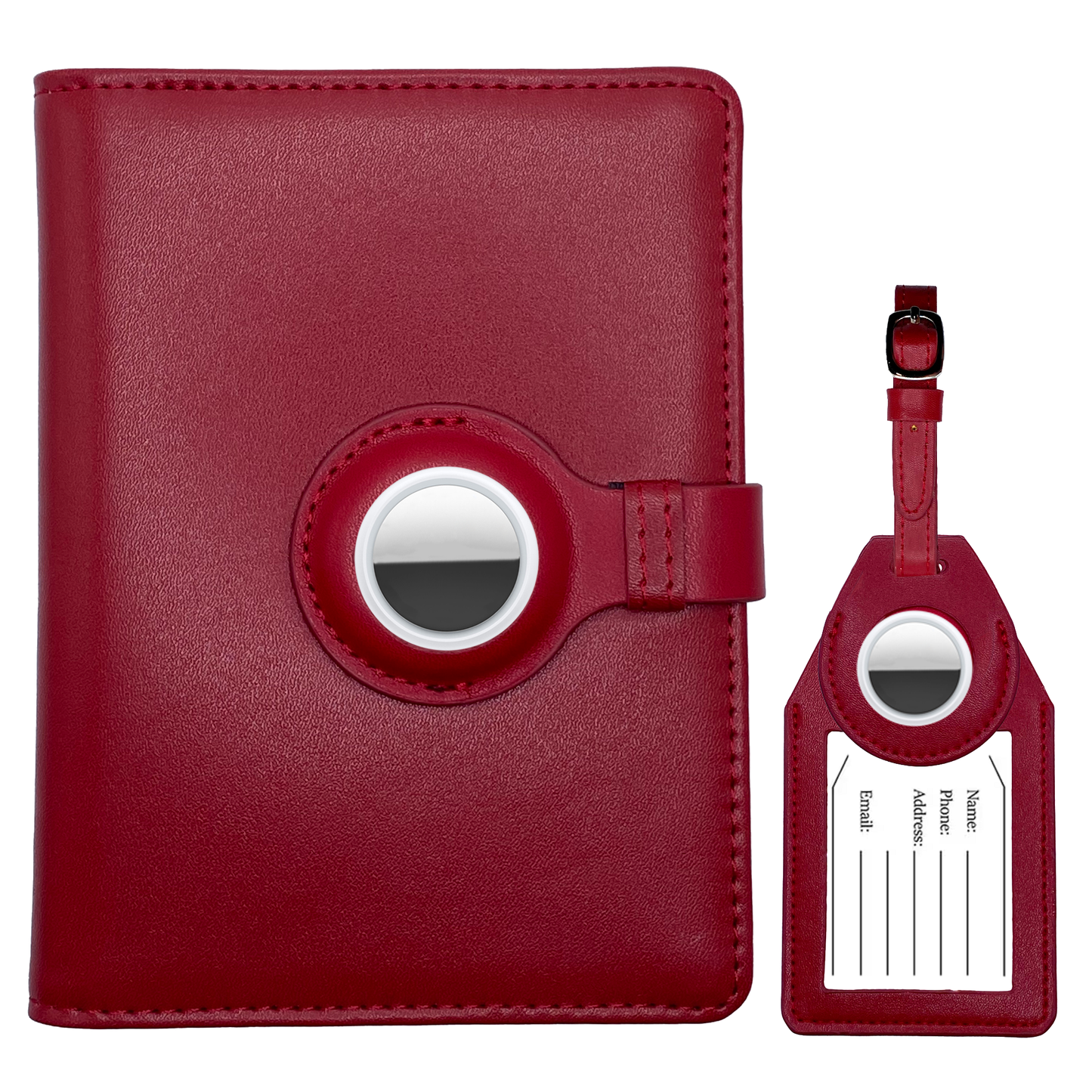 Acme Basics Passport Holder with AirTag slot with Luggage Tag and AirTag Holders COMBO: Vaccine Card, ID, Boarding Pass, Credit Card Protector for Men and Women